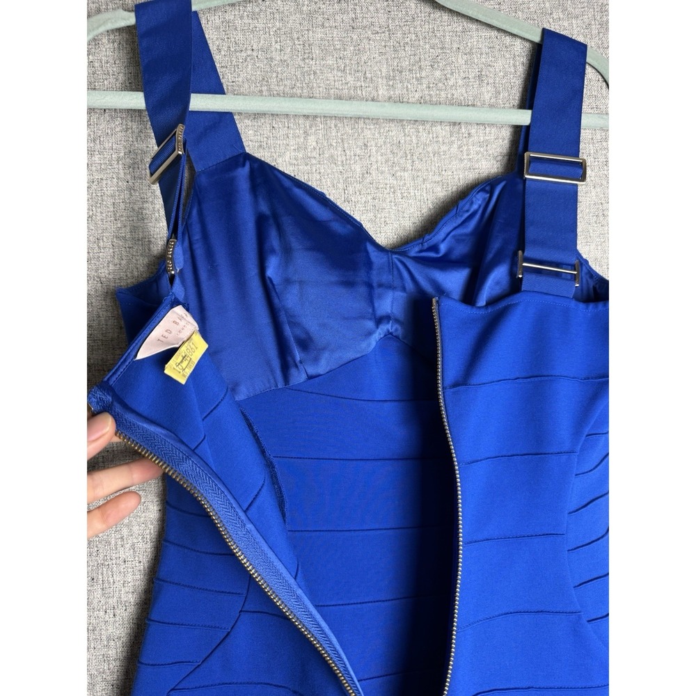 Ted Baker London Blue Bandage Bodycon Strappy Mini Dress Cocktail Stretch 2 - Picture 6 of 8